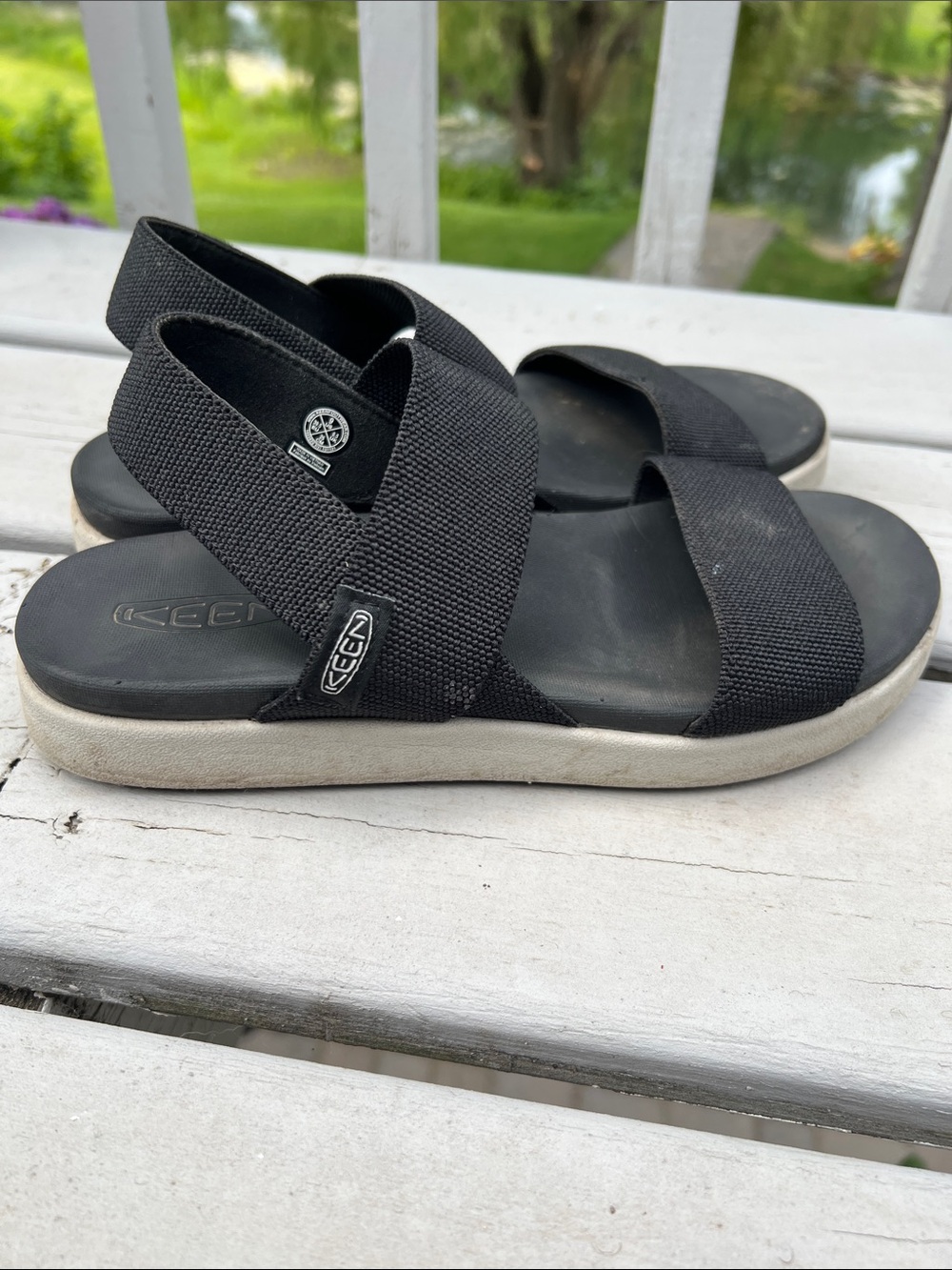 Keen Women Black Dual-Strap Elastic Sandals - Picture 7 of 8